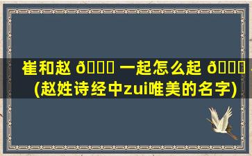 崔和赵 🐟 一起怎么起 💐 名(赵姓诗经中zui
唯美的名字)